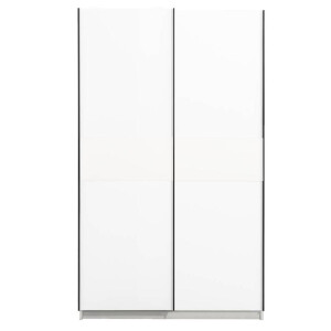 25% korting - Leen Bakker - Schuifdeurkast Genua - 204x122x60 Cm - Spaanplaat - Wit - 60.3x122.4x204 Cm