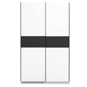 25% korting - Leen Bakker - Schuifdeurkast Genua - /antraciet - 204x122x60 Cm - Spaanplaat - Wit - 60.3x122.4x204 Cm