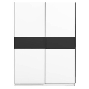 25% korting - Leen Bakker - Schuifdeurkast Genua - /antraciet - 204x150x60 Cm - Spaanplaat - Wit - 60.3x150.6x204 Cm