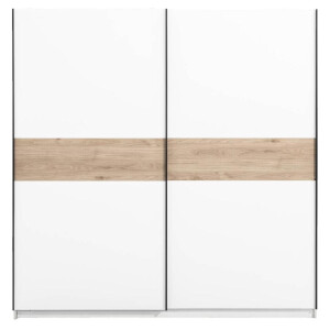 25% korting - Leen Bakker - Schuifdeurkast Genua - /eikenkleur - 204x200x60 Cm - Spaanplaat - Wit - 60.3x200.2x204 Cm