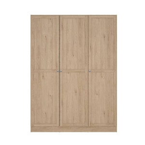 Leen Bakker - Kledingkast Lynn 3-deurs - Eikenkleur - 200x147x62 Cm - Spaanplaat - Bruin