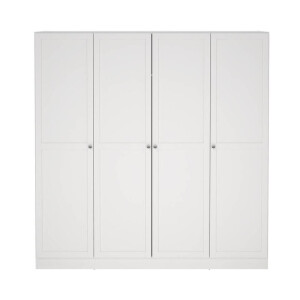 Leen Bakker - Kledingkast Lynn 4-deurs - 200x196x62 Cm - Spaanplaat - Wit - 195.5x200.1x61.7 Cm
