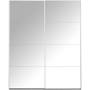 25% korting - Leen Bakker - Schuifdeurkast Bergamo Met Spiegeldeuren - 221x178,5x66,6 Cm - Spaanplaat - Wit - 66.6x178.5x221 Cm