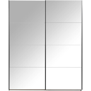 25% korting - Leen Bakker - Schuifdeurkast Bergamo Met Spiegeldeuren - Antraciet - 221x178,5x66,6 Cm - Spaanplaat - Grijs - 66.6x178.5x221 Cm