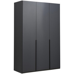 Leen Bakker - Kledingkast Milaan 3-deurs- Grafiet - 208x135x58 Cm - Spaanplaat - Zwart#Grijs