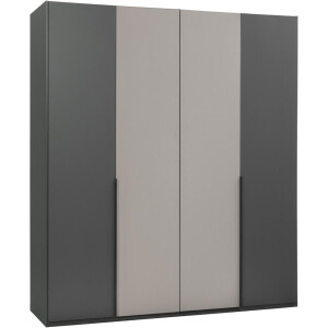 Leen Bakker - Kledingkast Milaan 4-deurs - Grafiet/kiezel - 208x180x58 Cm - Spaanplaat - Zwart#Beige#Taupe#Grijs