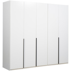 25% korting - Leen Bakker - Kledingkast Milaan 5-deurs - 208x225x58 Cm - Spaanplaat - Wit