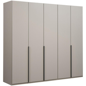 Leen Bakker - Kledingkast Milaan 5-deurs - Kiezel - 236x225x58 Cm - Spaanplaat - Beige