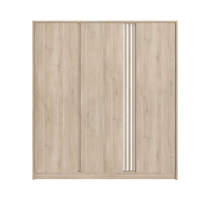 Leen Bakker - Kledingkast Evi 3-deurs - Eikenkleur - 203x185x52 Cm - Spaanplaat - Bruin