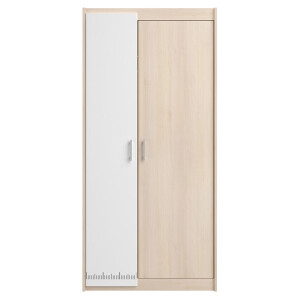 Leen Bakker - Kledingkast Charly 2-deurs - Acaciakleur - 180x85x52 Cm - Spaanplaat - Beige