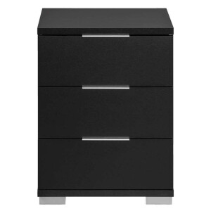 Leen Bakker - Nachtkastje Valencia - 3 Lades - Spaanplaat - Zwart - 42x46x61 Cm