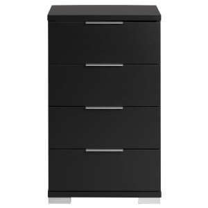 Leen Bakker - Nachtkastje Valencia - 4 Lades - Spaanplaat - Zwart - 42x46x79 Cm