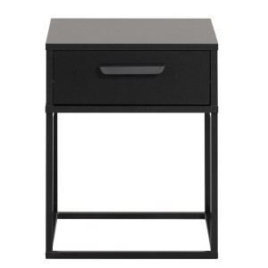 Leen Bakker - Nachtkastje Tokio - 1 Lade - Spaanplaat - Zwart - 38.5x40x51.7 Cm