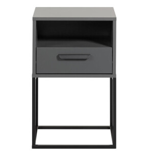 Leen Bakker - Nachtkastje Tokio - 1 Lade En Vak - Antraciet - Spaanplaat - Grijs - 38.5x40x65 Cm