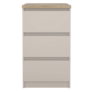 Leen Bakker - Nachtkastje Naia - 3 Lades - Greige - Spaanplaat - Grijs#Beige - 50x40.4x70.1 Cm