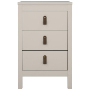 2e Halve Prijs Leen Bakker - Nachtkastje Madeira - 3 Lades - Greige - Spaanplaat - Grijs#Beige - 43.8x70.1x38.4 Cm