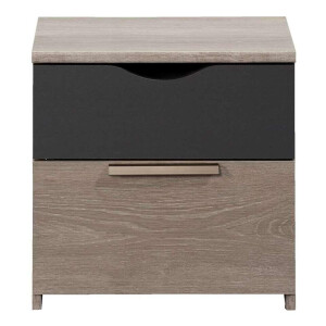 Leen Bakker - Nachtkastje Tempo - 2 Lades - Eikenkleur/antraciet - Spaanplaat - Grijs - 34x43x43 Cm