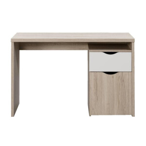 Leen Bakker - Bureau Tempo - Eikenkleur/wit - 76x120x55 Cm - Spaanplaat - Bruin
