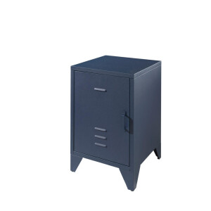2e Halve Prijs Leen Bakker - Vipack Nachtkastje Bronxx - Denim - Metaal - Blauw - 40x40x60.5 Cm