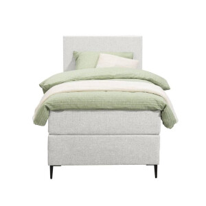 Leen Bakker - Boxspring Liv Egaal - Ecru - 90x200 Cm - Slanke Poot - Stof - Crème