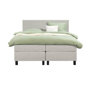 Leen Bakker - Boxspring Liv Egaal - Ecru - 160x200 Cm - Vierkante Poot - Stof - Crème