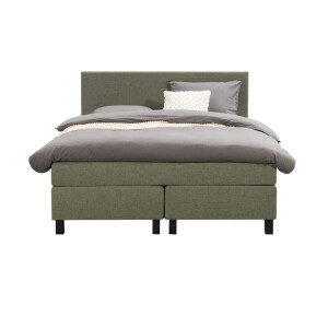 Leen Bakker - Boxspring Liv Egaal - 140x200 Cm - Vierkante Poot - Stof - Groen