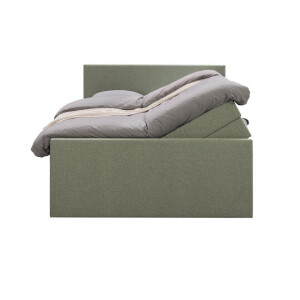 Leen Bakker - Boxspring Met Opbergruimte En Voetbord Liv Egaal - 180x200cm - Stof - Groen