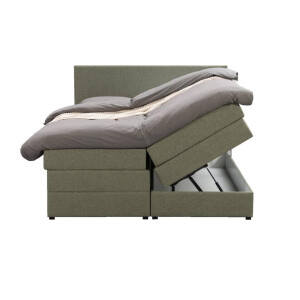 Leen Bakker - Boxspring Met Opbergruimte Liv Egaal - 180x200 Cm - Stof - Groen
