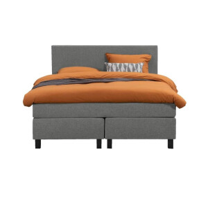 Leen Bakker - Boxspring Liv Egaal - Licht - 140x200 Cm - Vierkante Poot - Stof - Grijs