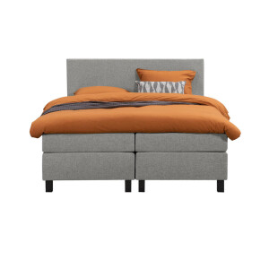 Leen Bakker - Boxspring Liv Egaal - Licht - 160x200 Cm - Vierkante Poot - Stof - Grijs