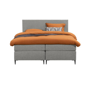 Leen Bakker - Boxspring Liv Egaal - Licht - 160x200 Cm - Slanke Poot - Stof - Grijs