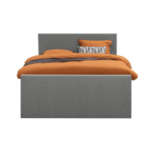 Leen Bakker - Boxspring Met Voetbord Liv Egaal - Licht - 160x200 Cm - Vierkante Poot - Stof - Grijs