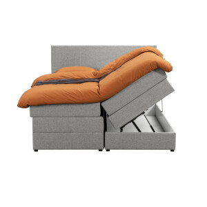Leen Bakker - Boxspring Met Opbergruimte Liv Egaal - Licht - 160x200 Cm - Stof - Grijs