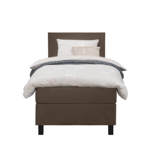 Leen Bakker - Boxspring Liv Egaal - 90x200 Cm - Vierkante Poot - Stof/Velvet - Bruin