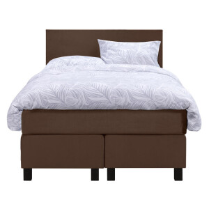 Leen Bakker - Boxspring Liv Egaal - 120x200 Cm - Vierkante Poot - Stof/Velvet - Bruin