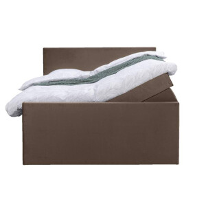 Leen Bakker - Boxspring Met Opbergruimte En Voetbord Liv Egaal - 160x200cm - Stof/Velvet - Bruin