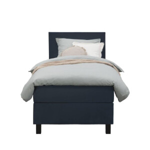 Leen Bakker - Boxspring Liv Egaal - 90x200 Cm - Vierkante Poot - Stof/Velvet - Blauw