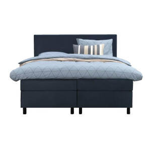 Leen Bakker - Boxspring Liv Egaal - 180x200 Cm - Ronde Poot - Stof/Velvet - Blauw