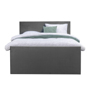 Leen Bakker - Boxspring Met Voetbord Liv Egaal - 140x200 Cm - Slanke Poot - Stof/Velvet - Grijs