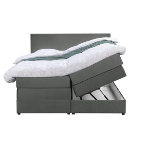 Leen Bakker - Boxspring Met Opbergruimte Liv Egaal - 160x200 Cm - Stof/Velvet - Grijs