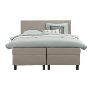Leen Bakker - Boxspring Liv Egaal - 160x200 Cm - Vierkante Poot - Stof - Beige