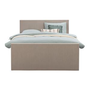Leen Bakker - Boxspring Met Voetbord Liv Egaal - 160x200 Cm - Ronde Poot - Stof - Beige