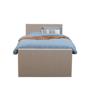 Leen Bakker - Boxspring Met Opbergruimte En Voetbord Liv Egaal - 120x200cm - Stof - Beige