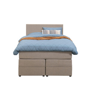 Leen Bakker - Boxspring Met Opbergruimte Liv Egaal - 120x200 Cm - Stof - Beige