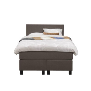 Leen Bakker - Boxspring Liv Egaal - Donker - 120x200 Cm - Vierkante Poot - Stof - Bruin