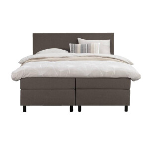 Leen Bakker - Boxspring Liv Egaal - Donker - 160x200 Cm - Ronde Poot - Stof - Bruin