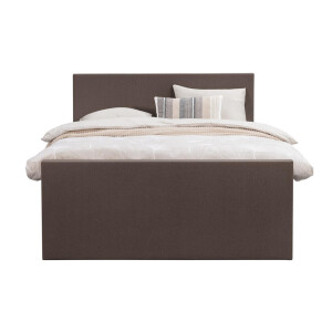 Leen Bakker - Boxspring Met Voetbord Liv Egaal - Donker - 140x200 Cm - Vierkante Poot - Stof - Bruin