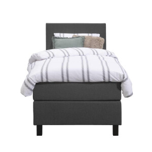 Leen Bakker - Boxspring Liv Egaal - Antraciet - 90x200 Cm - Vierkante Poot - Stof - Grijs