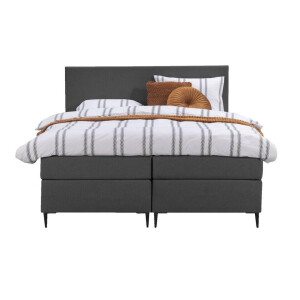 Leen Bakker - Boxspring Liv Egaal - Antraciet - 160x200 Cm - Slanke Poot - Stof - Grijs