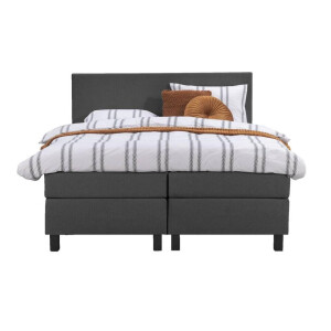 Leen Bakker - Boxspring Liv Egaal - Antraciet - 180x200 Cm - Vierkante Poot - Stof - Grijs